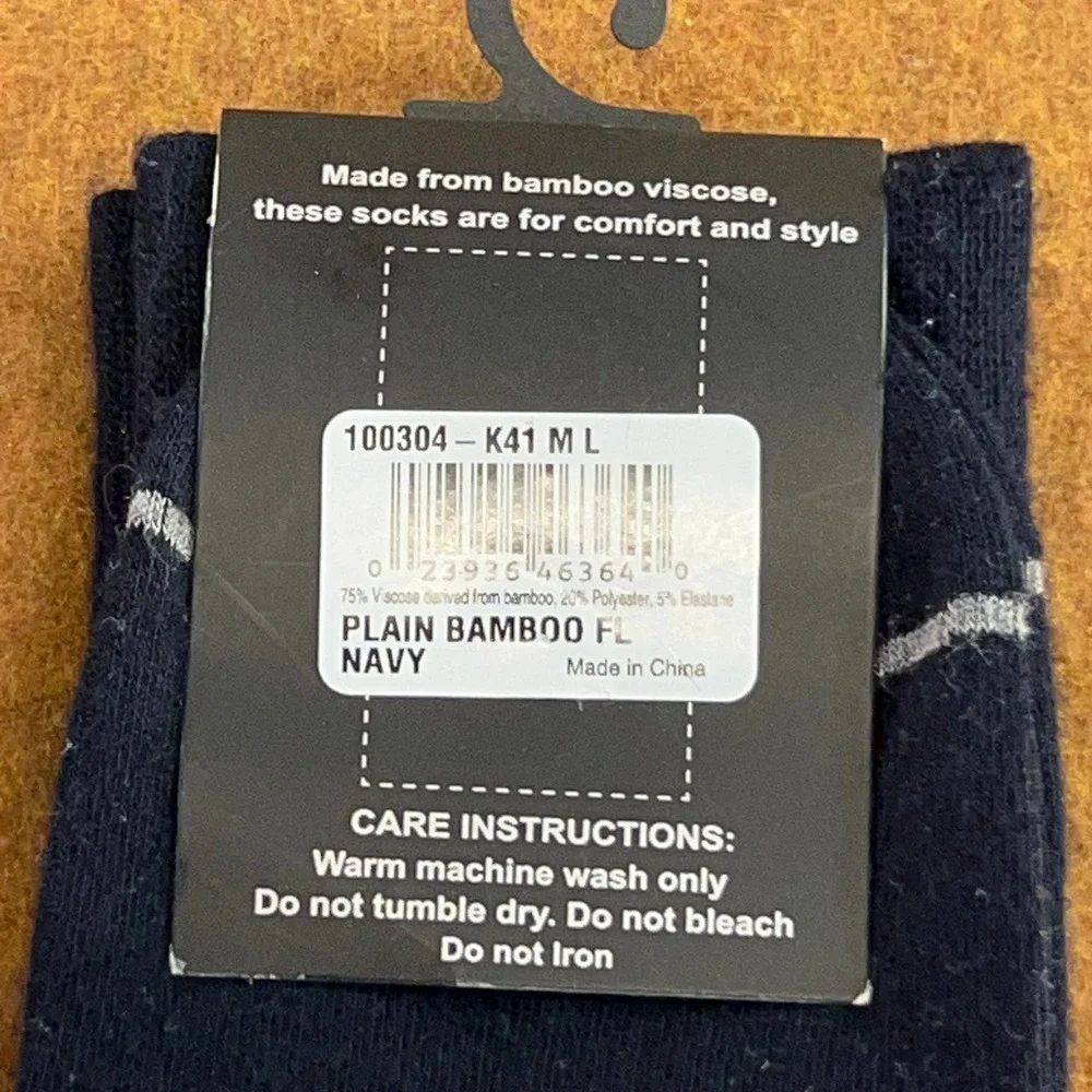 Florsheim Mens 8-12 Navy Bamboo Viscose Blend 3 Pair Pack Dress Socks NWT